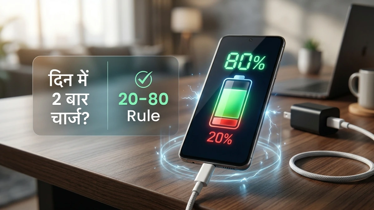 Smartphone battery charging 20-80 rule and myths in Hindi